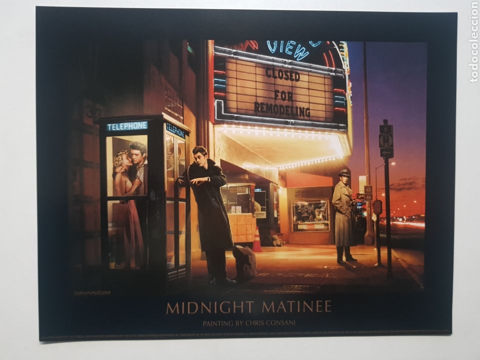 Arte: CHRIS CONSANI: ELVIS, BOGART, MARILYN, DEAN EN CABINA . LITOGRAFIA ORIGINAL CON MATRICULA LEGAL