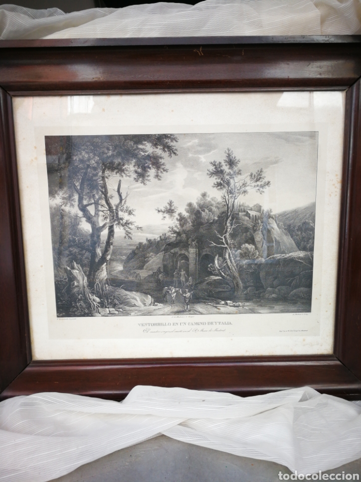 Art: AGUATINTA LITOGR&Aacute;FICA PAISAJE VENTORRILLO ACUEDUCTO ROMANO-AQUILES PARBONI(1826-29),65X57.SELLO REAL