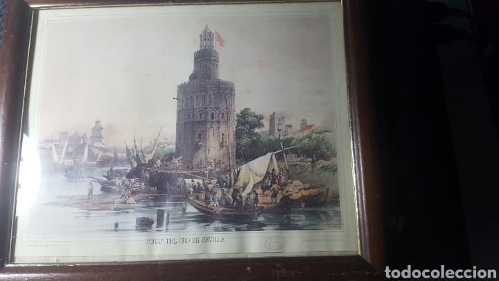 Arte: ANTIGUA LITOGRAFIA ENMARCADA FICHOT Y BAYOT. TORRE DEL ORO.