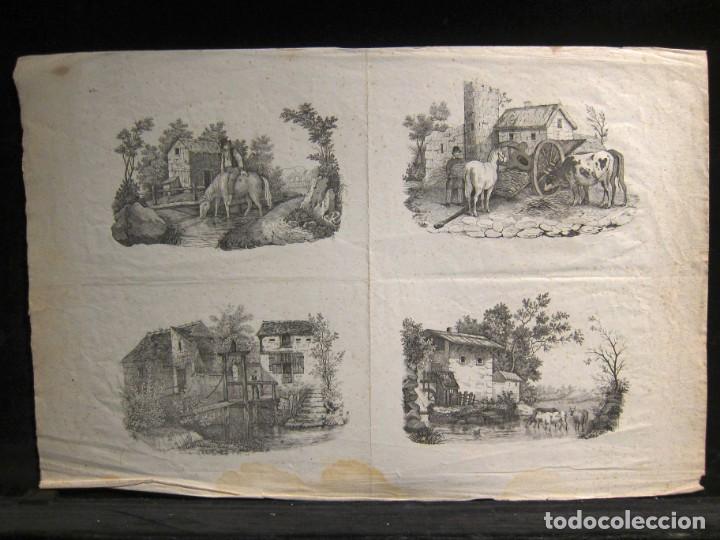 Art: 4 LITOGRAFIASS CON ESCENAS CAMPESTRES. TOTAL: 45,8 x 30,6 cm