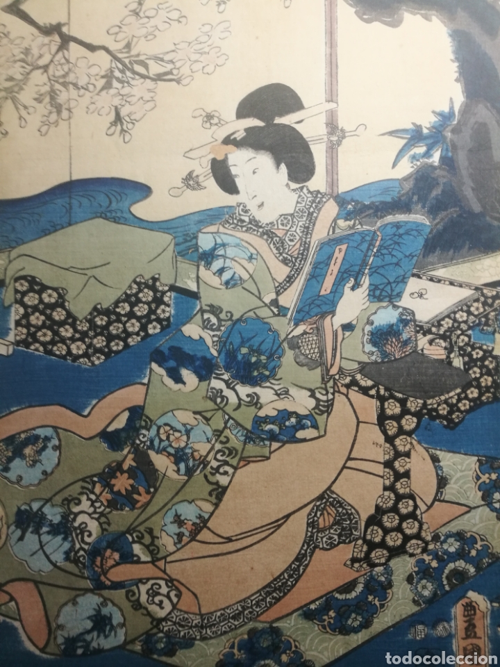 Arte: Litograf&iacute;a japonesa original de 1855 - Foto 1