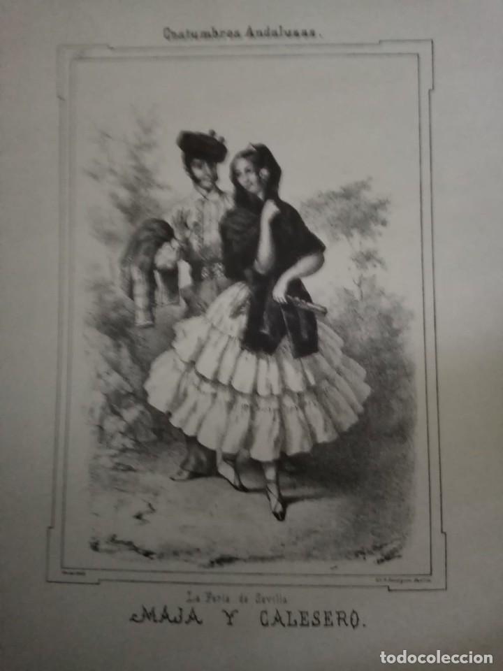 Arte: Antigua litograf&iacute;a Costumbres andaluzas. Sevilla