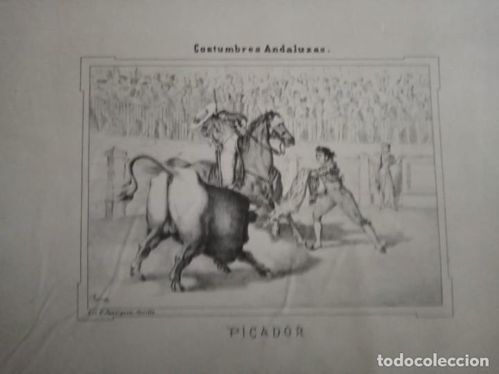 Arte: Antigua litograf&iacute;a Costumbres andaluzas. Sevilla