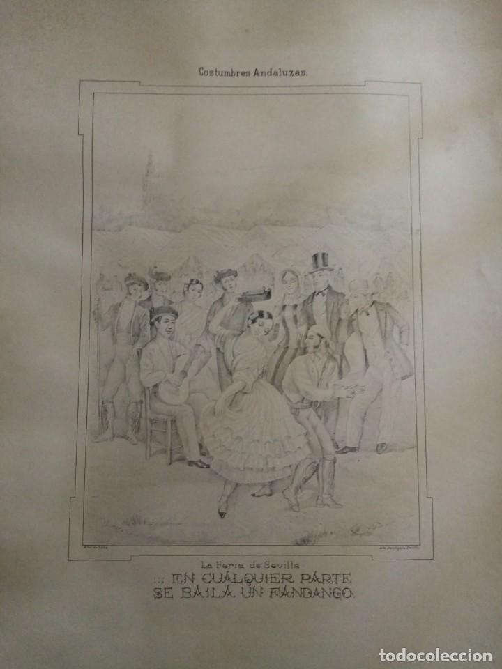 Arte: Antigua litograf&iacute;a Costumbres andaluzas. Sevilla