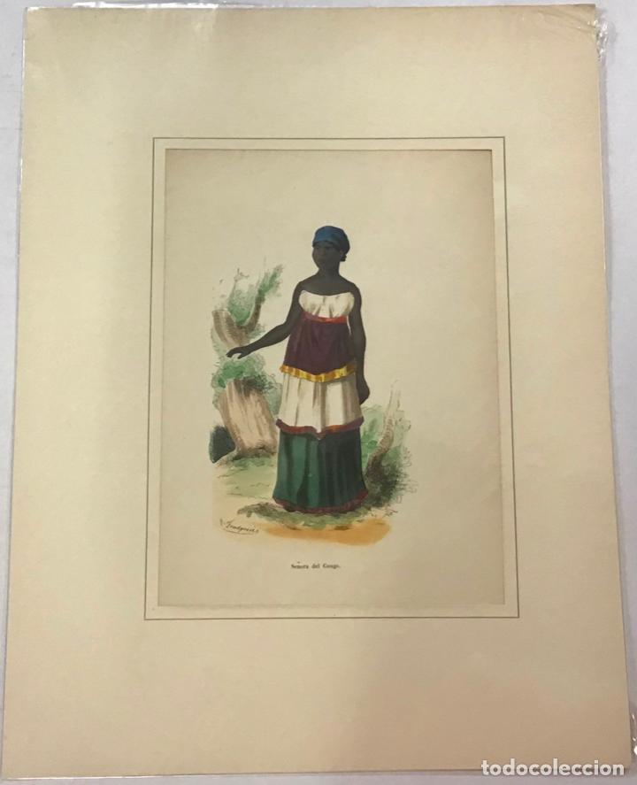Arte: SE&Ntilde;ORA DEL CONGO. LITOGRAF&Iacute;A COLOR. TIPOS. - Foto 1