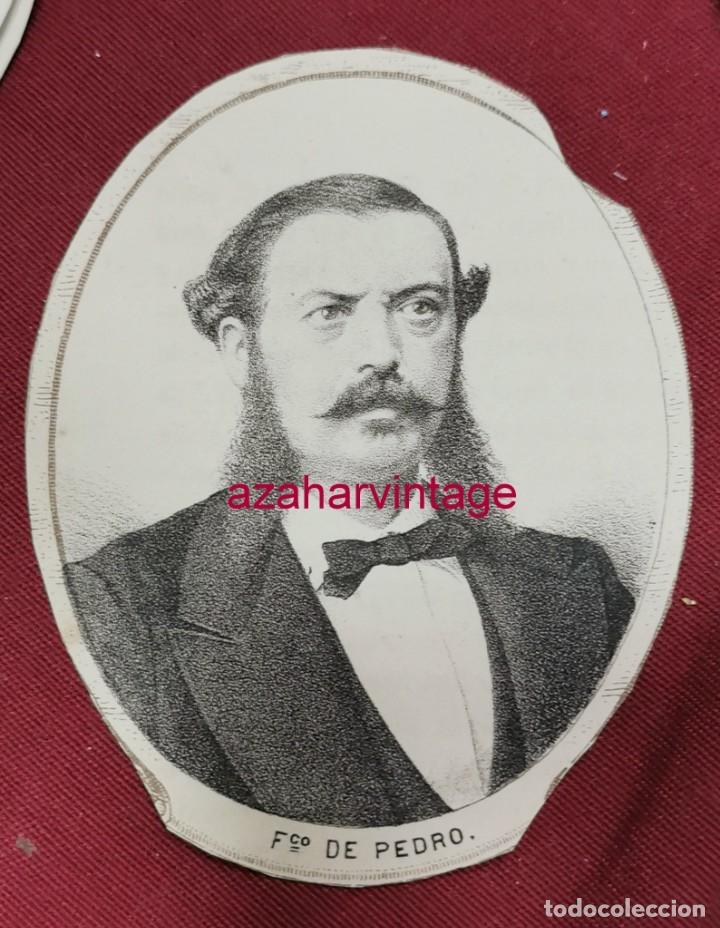 Arte: 1869, LITOGRAFIA DEL DIPUTADO A CORTES POR TERUEL, D.FCO.DE PEDRO,85X105MM