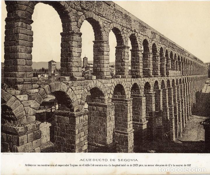 Art: Acueducto de Segovia - Litograf&iacute;a original de M. Pujadas - s. XIX