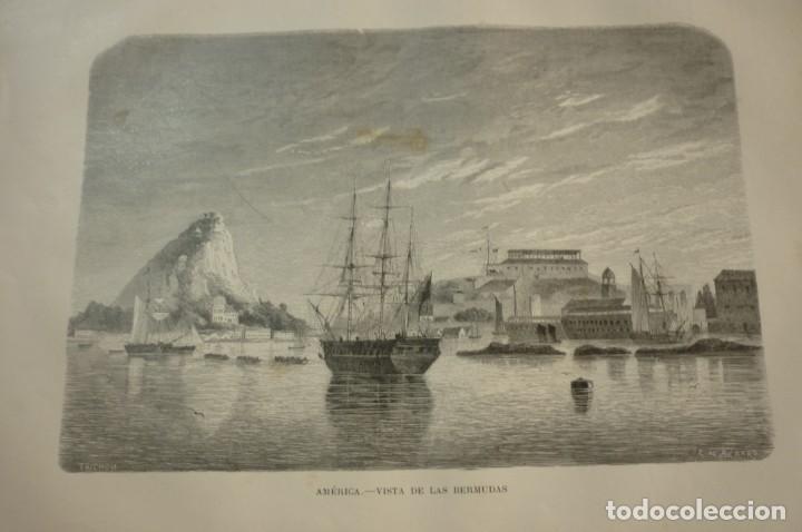 Arte: AMERICA. VISTA DE LAS BERMUDAS. LITOGRAFIA DE 1881. GEOGRAFIA UNIVERSAL. MONTANER