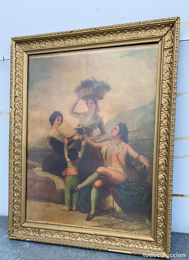 Arte: LITOGRAFIA ANTIGUA ENMARCADA ESCENA DE VENDIMIA O EL OTO&Ntilde;O DE GOYA DE 48 X 60