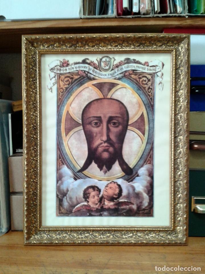 Arte: La Sant&iacute;sima Faz de Jesucristo, antigua litografia. El original est&aacute; en el monasterio de Alicante