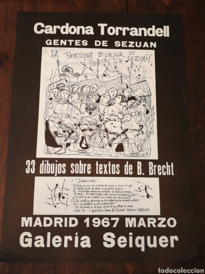 Art: CARTEL CARDONA TORRANDELL- GENTES DE SEZUAN, GALERIA SEIQUER (MADRID) 1967.NUMERADO Y FIRMADO. 53X37