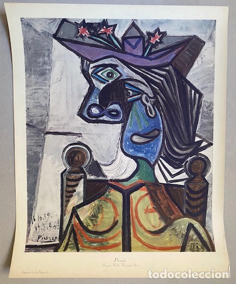 Art: PICASSO, WOMAN WITH FLOWERED HAT, COLOTIPO DE ARTHUR JAFF&Eacute;, 57 x 45,5 cm. EDITADO POR VALART CO. 195