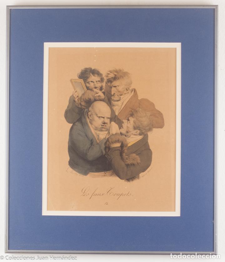 Arte: Louis-L&eacute;opold Boilly - Litograf&iacute;a Antigua &rdquo;Les faux Toupets&rdquo; - Delpech