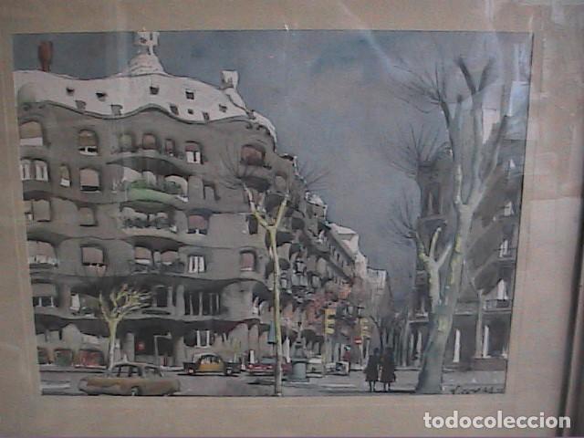 Arte: LITOGRAFIA DE FREDERIC LLOVERAS. EDIFICIO LA PEDRERA DE GAUDI. BARCELONA. - Foto 2