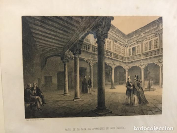 Arte: SEGOVIA. PATIO DE LA CASA DEL SR. MARQU&Eacute;S DEL ARCO. PARCERISA. LIT. LABIELLE. (LIT. 32 X 22 CM)