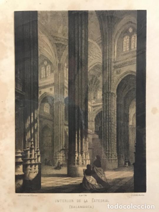 Arte: INTERIOR DE LA CATEDRAL (SALAMANCA). PARCERISA. LIT. LABIELLE. (LIT. 31,5 X 22 CM)