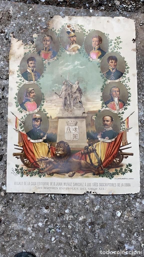 Art: LITOGRAFIA ANTIGUA LOS MARTIRES ESPA&Ntilde;OLES DEL SIGLO XIX 60 CMS. DE ALTO X 45 DE LARGO