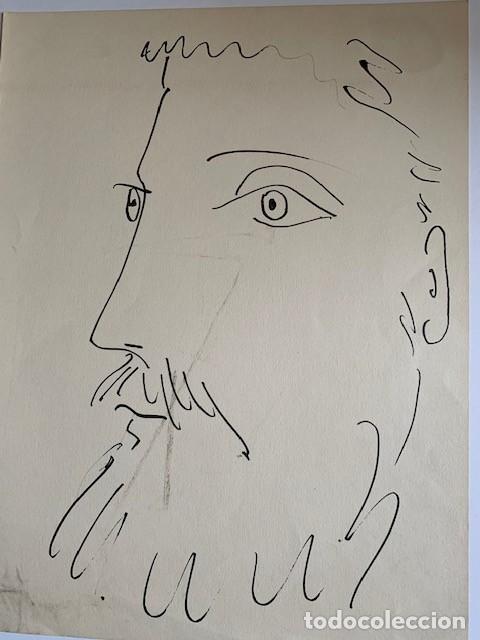 Arte: Cara de hombre. Litografia original de Picasso publicada en 1957