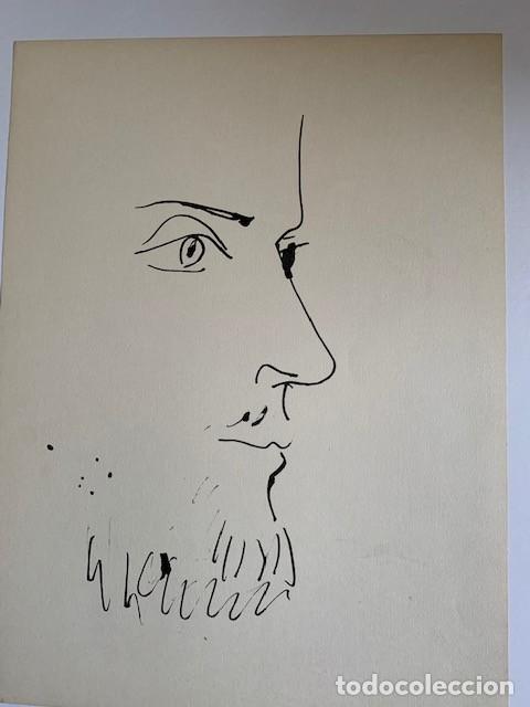 Arte: Cabeza de hombre. Litografia original de Picasso publicada en 1957