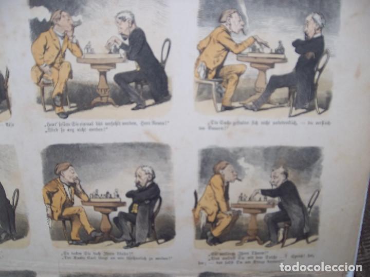 Arte: LITOGRAFIA ALEMANA PARTIDA DE AJEDREZ - Foto 2
