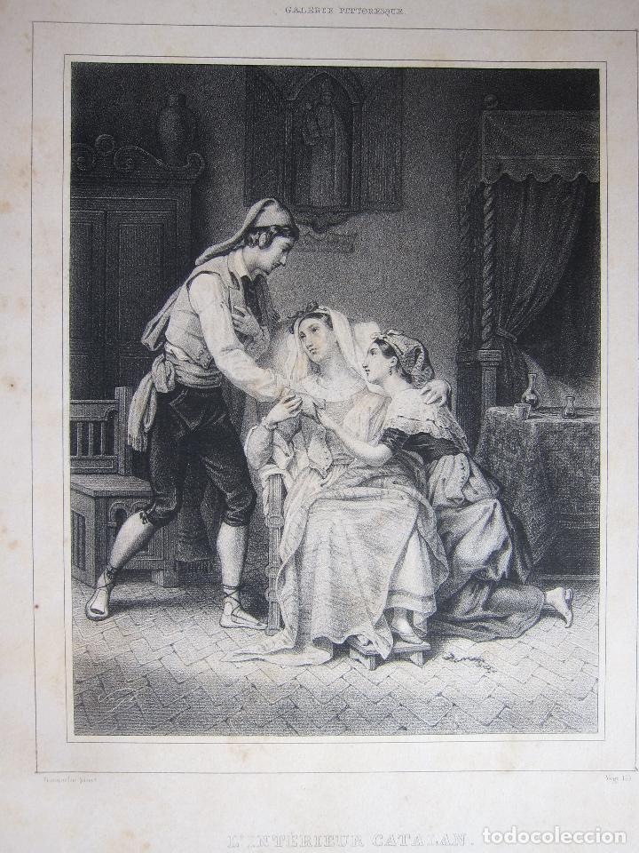 Arte: FRAQUELIN, L'int&eacute;rieur catalan. Salon de 1835. LITOGRAFIA. Papel 35,5 x 26,5 cm
