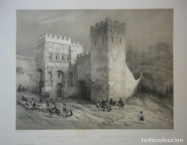 Arte: Vista del siglo XIX de la Puerta de la Visagra en Toledo por Villa Amil