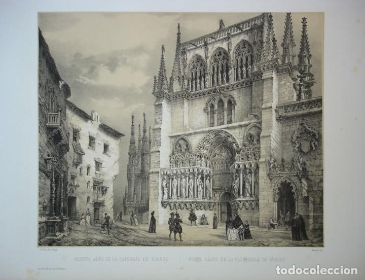 Arte: Vista del siglo XIX dela Puerta Alta de la Catedral de Burgos por Villa Amil