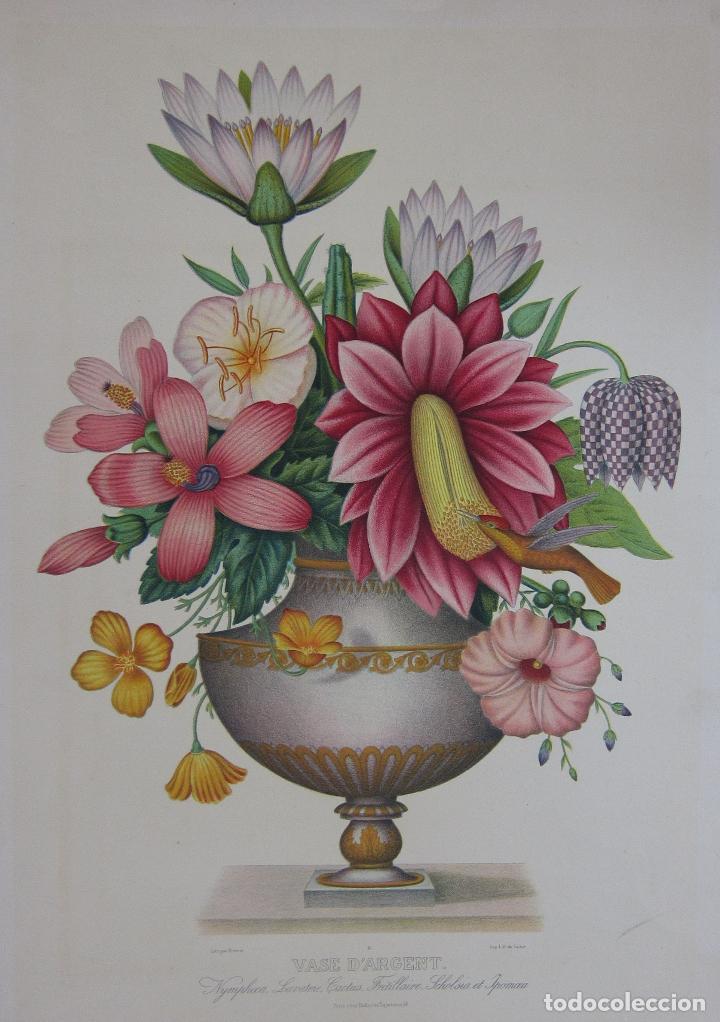 Arte: JEAN LOUIS PREVOST. Vase d'argent. LITOGRAFIA DE GALTIER. 49,5 x 35 cm