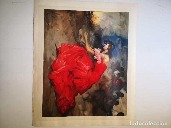 Arte: Litograf&iacute;a the fire dance gitana Antigua - Foto 1