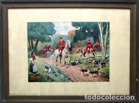 Art: CUADRO ENMARCADO CON CRISTAL LITOGRAFIA CACERIA INGLESA A CABALLO - CUADRO-243