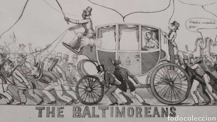 Arte: LITOGRAFIA S.XIX CARICATURA DE FANNY ELSSLER. THE BALTIMOREANS GOING THE WHOLE ASS TAIL AND ALL