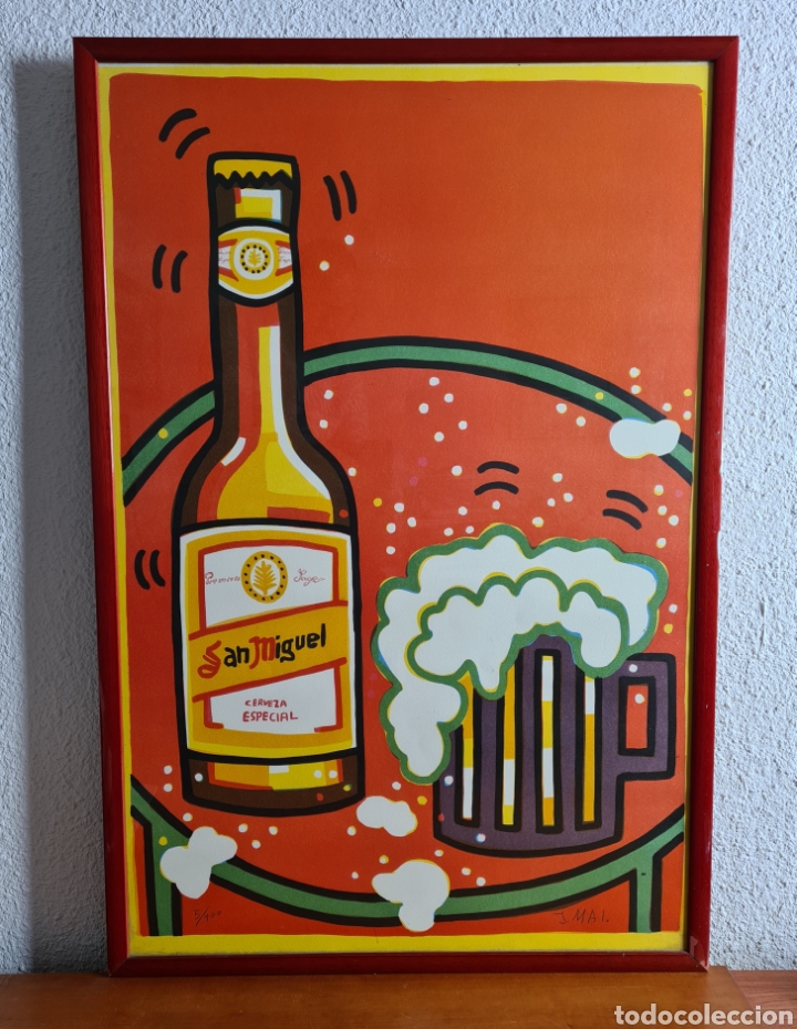 Arte: Gran Cartel Litograf&iacute;a San Miguel Cerveza Edici&oacute;n limitada, numerada y firmada Josefina Mainar