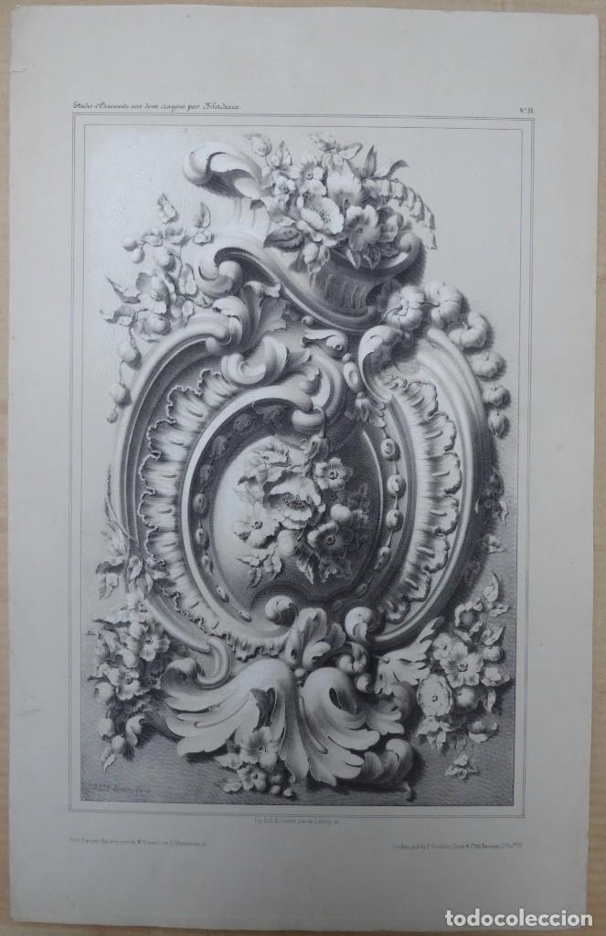 Arte: Antigua Litografia&rdquo; Etudes d&acute;Ornements &rdquo; por Adolphe Bilordeaux