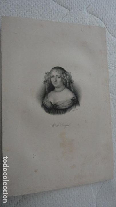 Arte: ANTIGUA LITOGRAFIA.MADAME DE SEVIGNE. LIT.DELPECH. SIGLO XIX