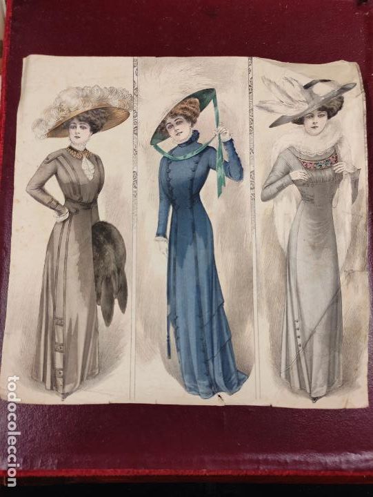Kunst: CROMOLITOGRAFIA DE 3 MUJERES -LA MODA ELEGANTE - 25,5x25,5