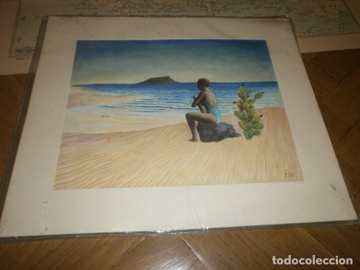 Art: Litograf&iacute;a JorgeFin - The Riu Lithography art collection 40X34 cm. carpeta pl&aacute;stico original