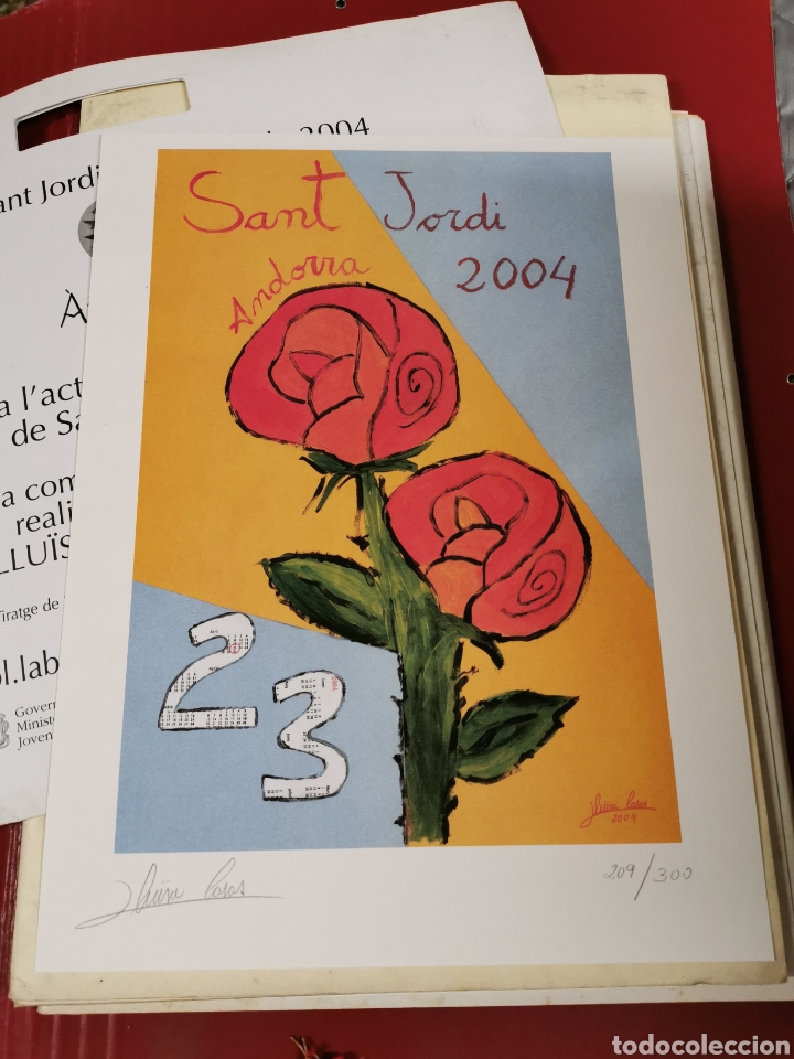 Art: LITOGRAFIA . M. LLUISA CASAS N&Uacute;MERO 209/300 . DIADA SANT JORDI ANDORRA 2004