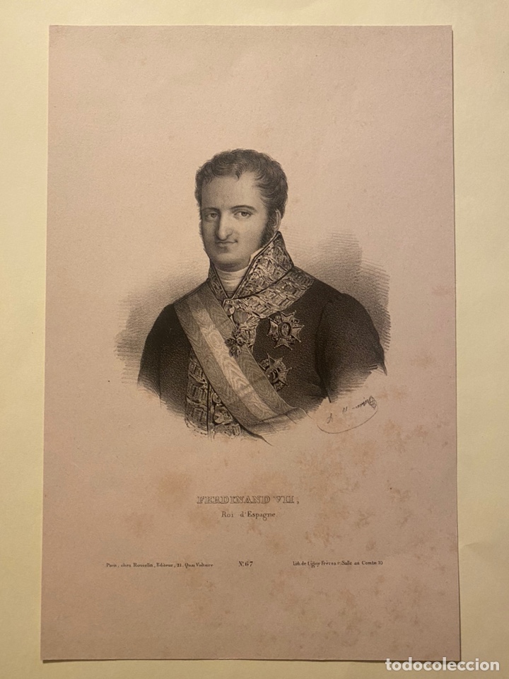 Arte: Litograf&iacute;a de Fernando VII - Foto 1