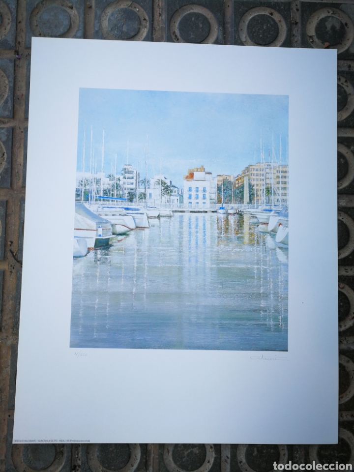 Kunst: LITOGRAF&Iacute;A ORIGINAL PORT MARINA VILANOVA I LA GELTR&Uacute;, FIRMADA Y NUMERADA A L&Aacute;PIZ POR MAURI, 56X44CM.