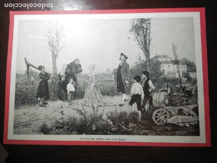 Arte: Huecograbado antiguo. La hija del Se&ntilde;or. Lit. del cuadro de E. Zimenal