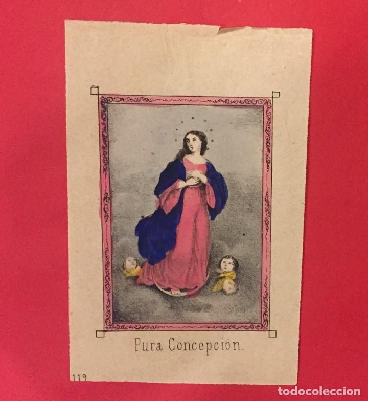 Arte: LITOGRAFIA G. RUIZ COLOREADA A MANO SIGLO XIX PURA CONCEPCION