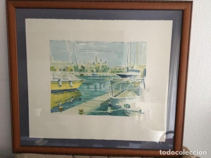 Arte: Litograf&iacute;a Serra Llimona - Puerto de Mallorca (80x70cm)