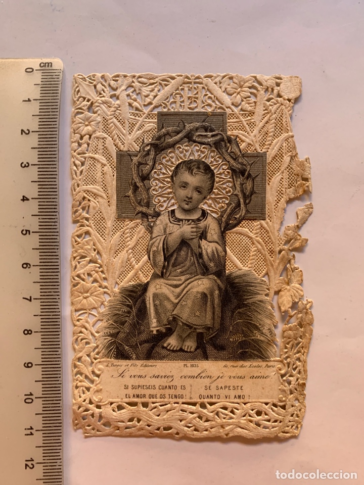 Kunst: ESTAMPA CALADA Y TROQUELADA. NI&Ntilde;O JES&Uacute;S. SI VOUS SAVIEZ COMBIEN JE VOUS AIM&Eacute;.