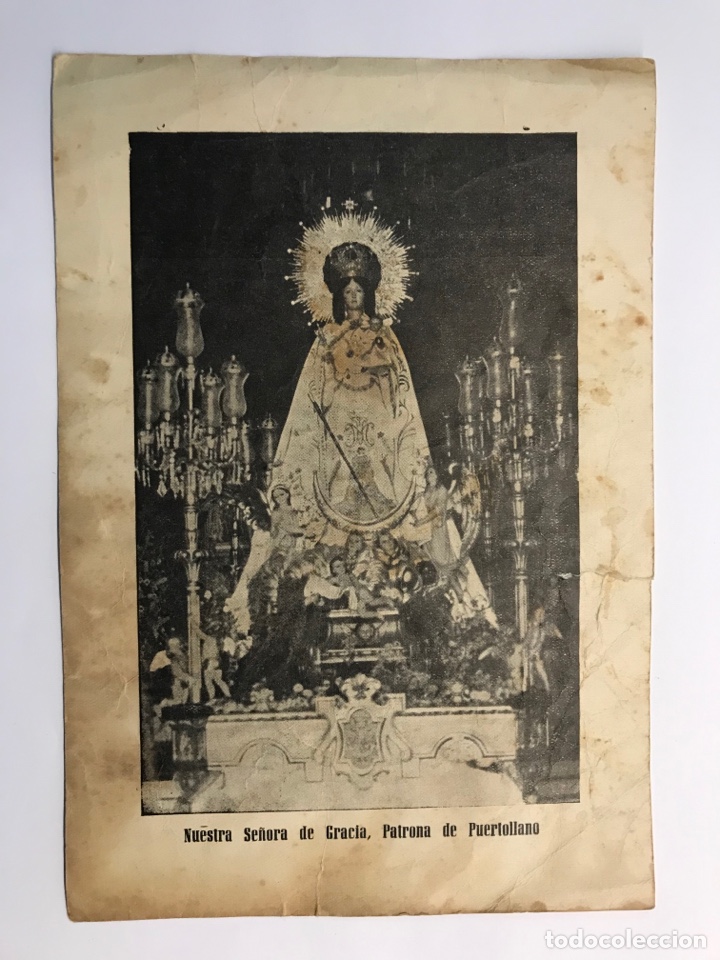 Arte: NUESTRA SE&Ntilde;ORA DE GRACIA. Patrona de Puertollano. Estampa Litograf&iacute;ca (h.1930?) DESLUCIDA..