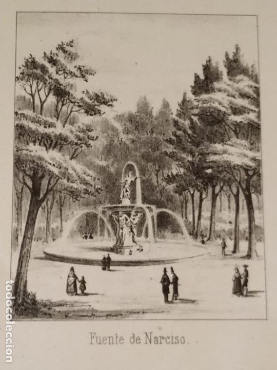 Arte: Litograf&iacute;a Donon y Miranda Madrid, vistas Palacio Real de Aranjuez y fuentes