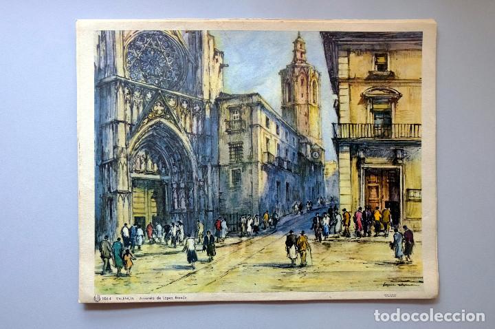 Arte: LITOGRAF&Iacute;A DE VALENCIA. ACUARELA DE L&Oacute;PEZ RAM&Oacute;N. L&Aacute;MINA DE 21,5X27 CM