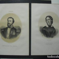 Arte: 1864 LITOGRAFÍAS DE LLANTÁ DEL EMPERADOR Y PRINCESA DE BRASIL 32X21 CMS. Lote 290261078