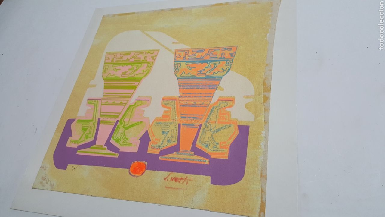 Arte: LITOGRAF&Iacute;A T&Eacute;CNICA MIXTA DE V. NESTY &rdquo;AJEDREZ II&rdquo;