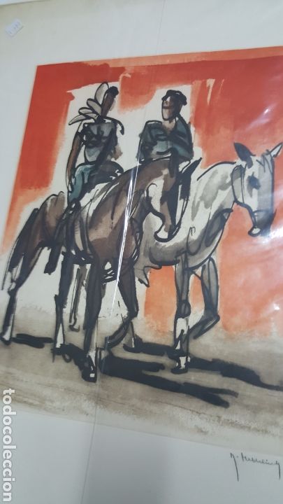 Arte: AGUAFUERTE NUMERADO DE R. MEMBLELINCH &rdquo;PASEO ECUESTRE&rdquo;