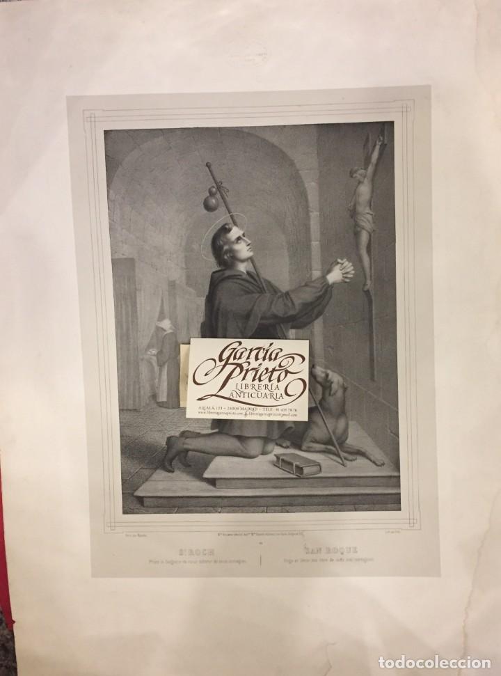 Arte: LITOGRAFIA DEL S. XIX DE SAN ROQUE NOS LIBRE DE TODO MAL CONTAGIOSO. PAR MANCHE LITH PAR PRAT